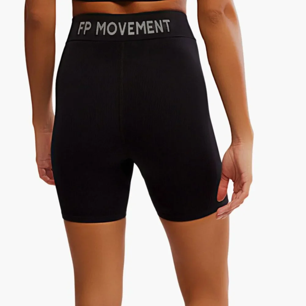 NWOT Free People X FP Movement Long Haul Bike Shorts Black XS/S